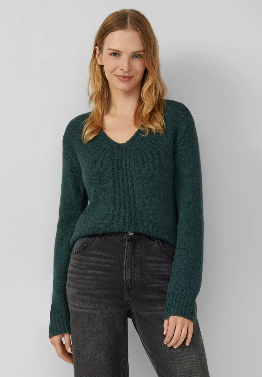 MIT V-AUSSCHNITT - Strickpullover - petrol