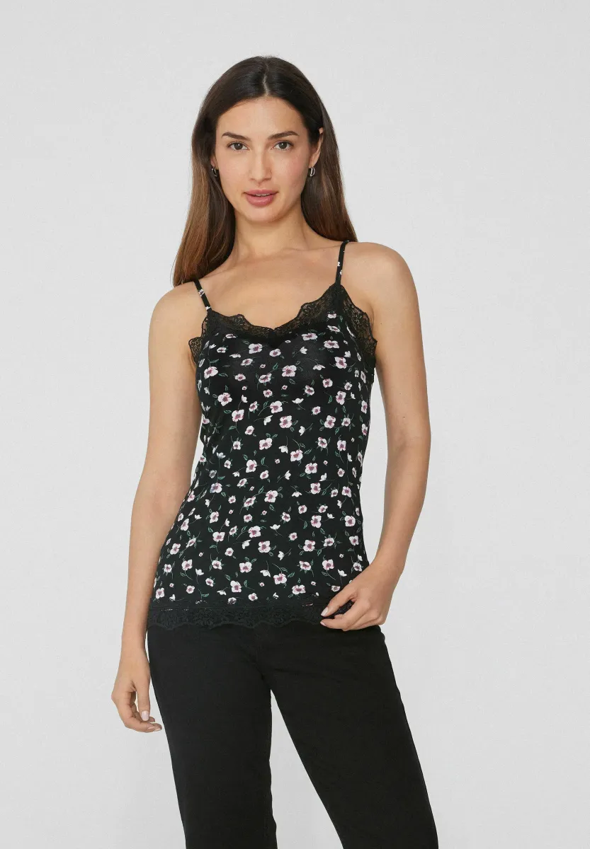 MIT V-AUSSCHNITT - Top - Black