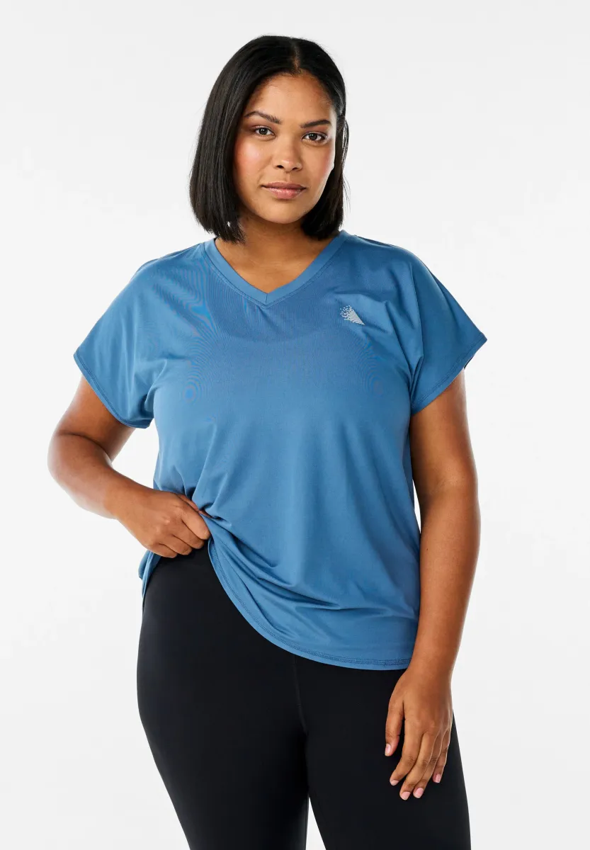 MIT V-AUSSCHNITT UND ÄRMELN - T-Shirt basic - bluefin