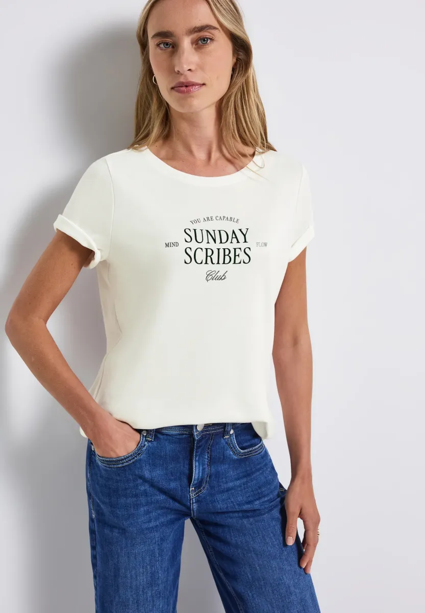 MIT WORDING - T-Shirt print - weiß