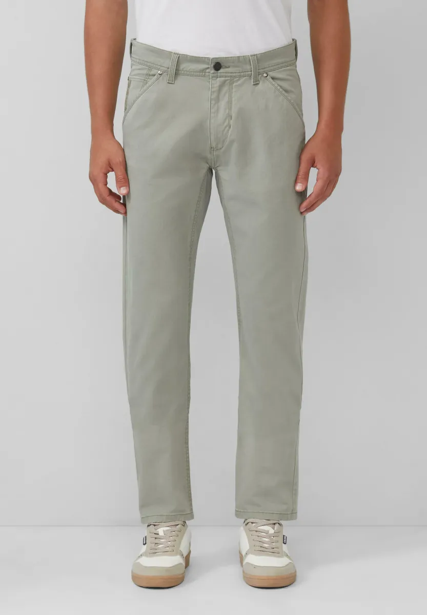 MIT ZIERNAHT - Stoffhose - helles olivgrün