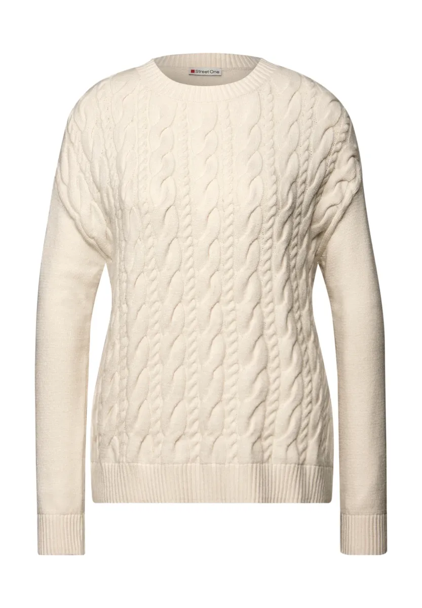 MIT ZOPFMUSTER - Strickpullover - beige