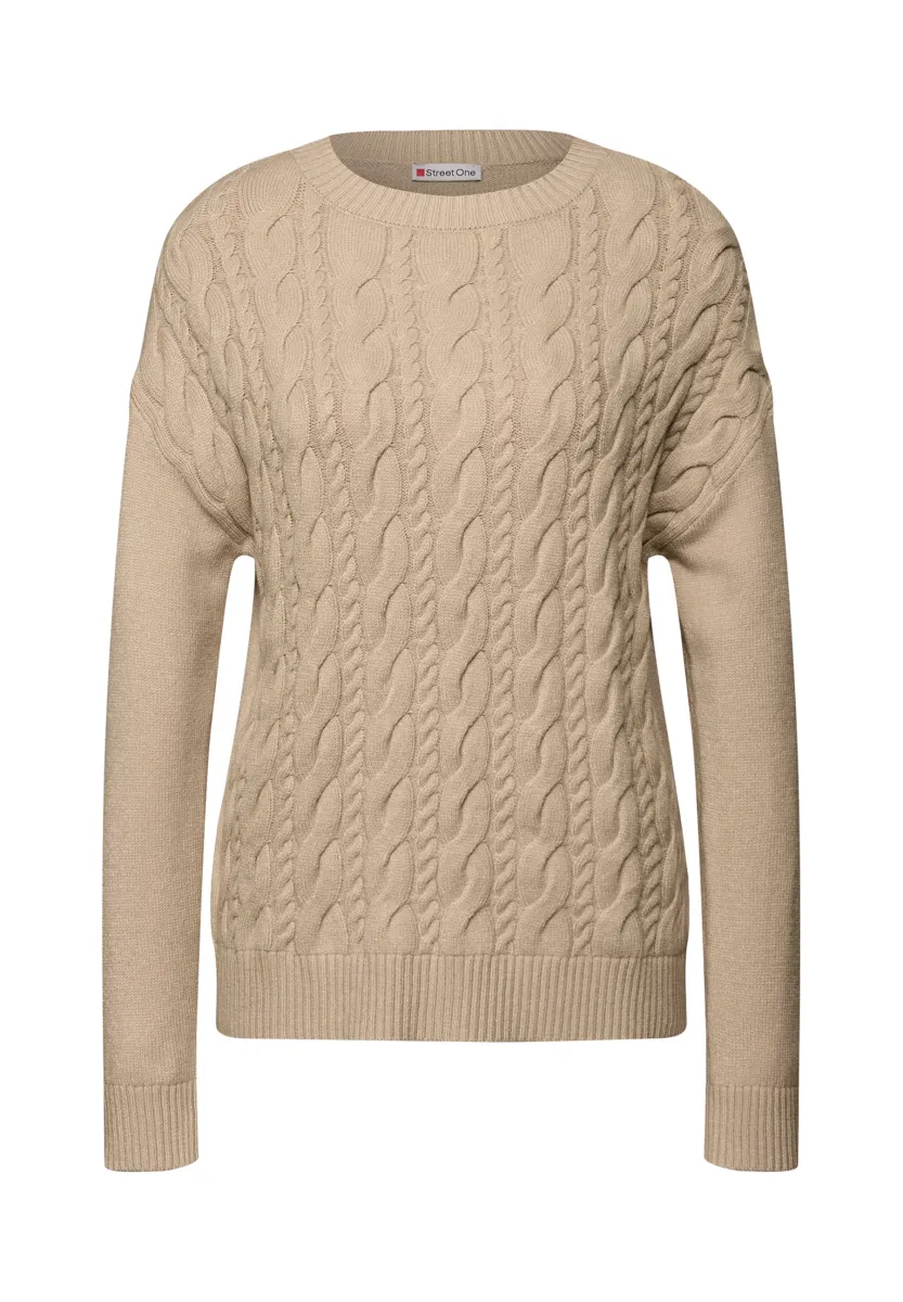 MIT ZOPFMUSTER - Strickpullover - beige