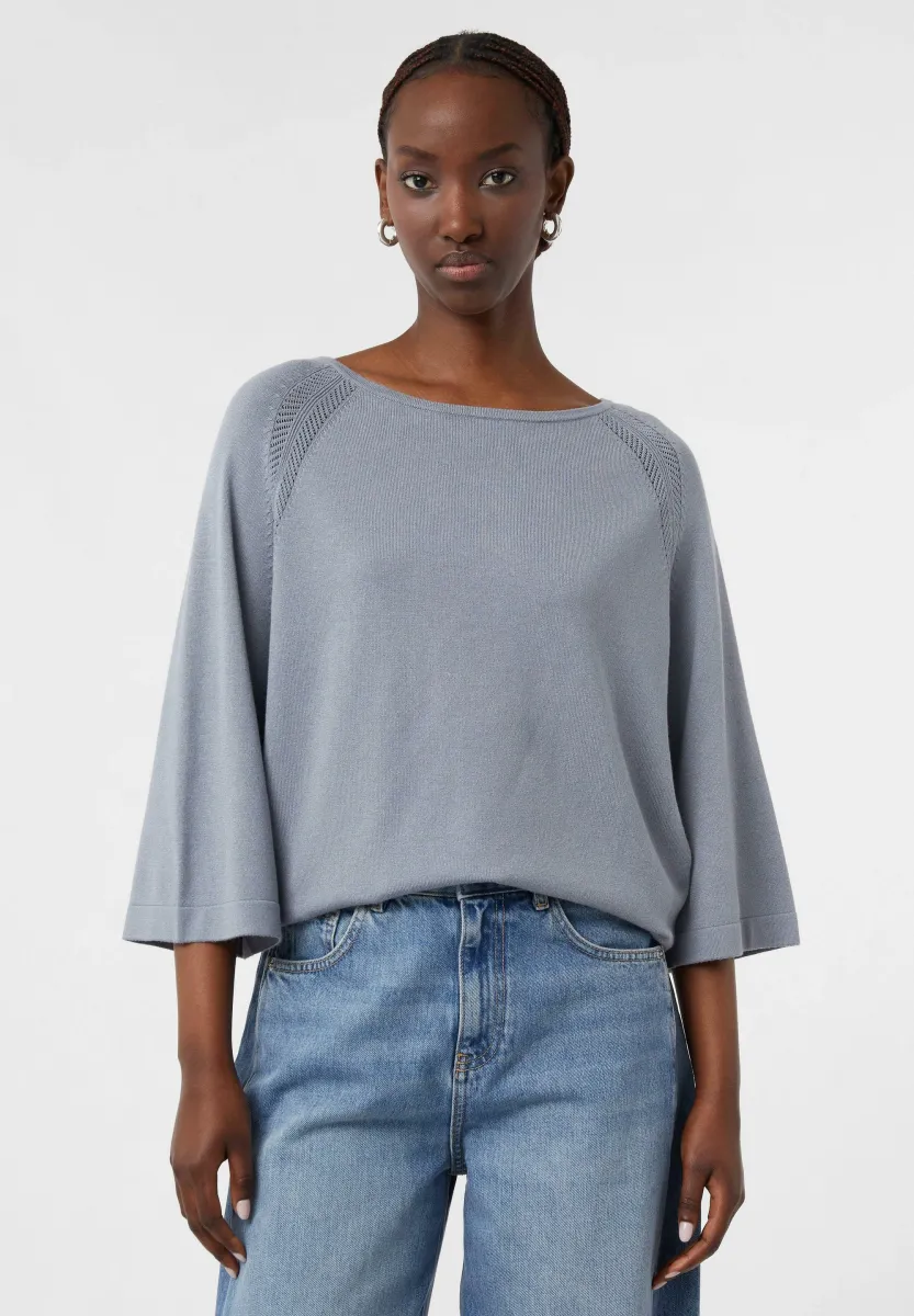 MIT ZOPFVERZIERUNGEN - Strickpullover - schiefergrau