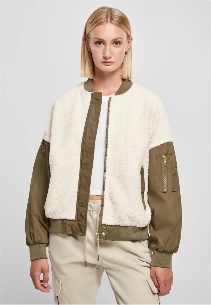 MIXED - Bomberjacke - whitesand darkolive