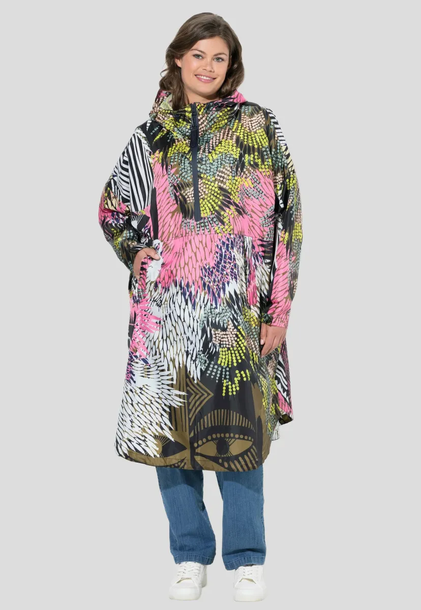 MIXED PRINT RAIN PONCH - Parka - khaki