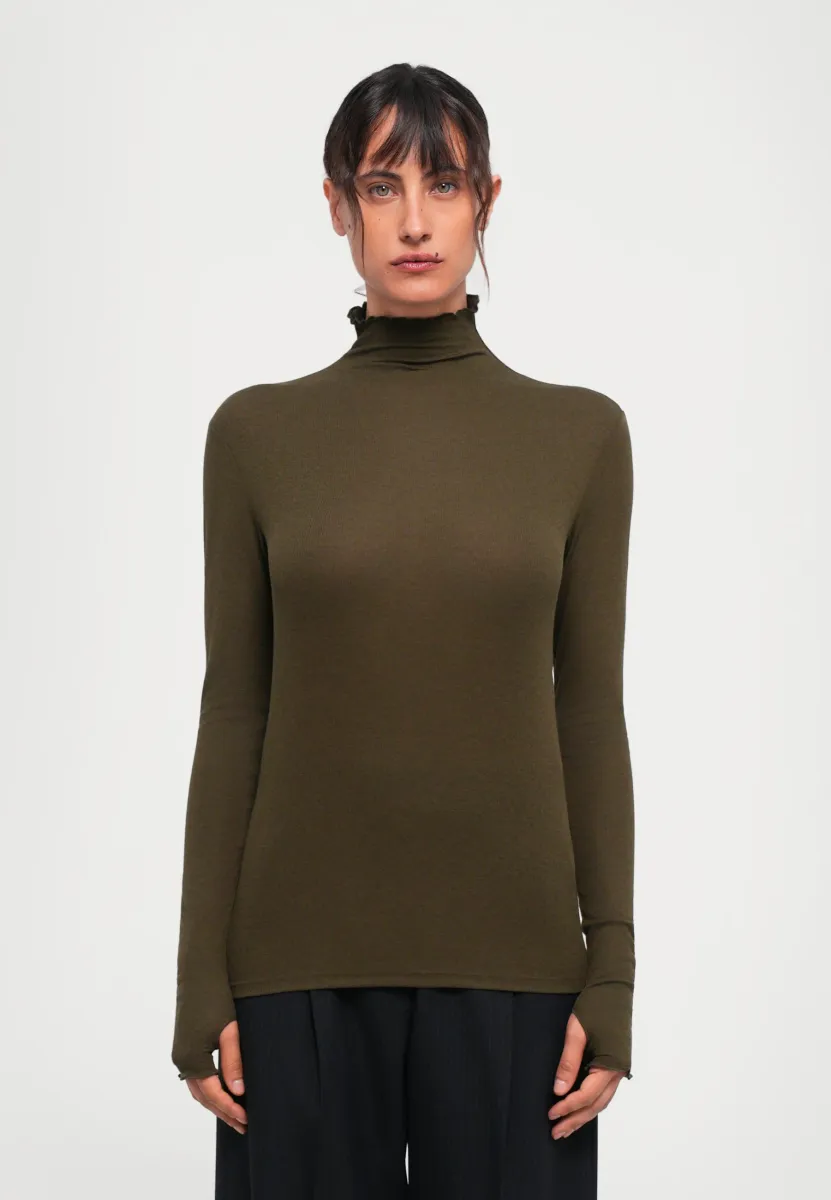 MOCK NECK - Strickpullover - dark khaki