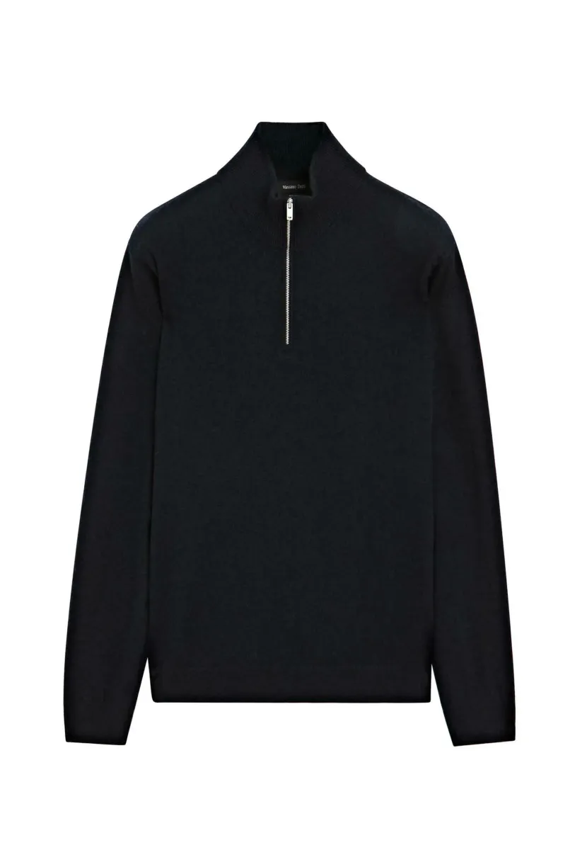 MOCK NECK WITH ZIP - Strickpullover - dark blue