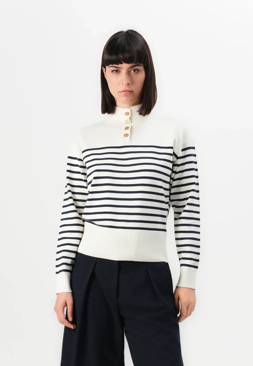 MOCK - Strickpullover - light blue/white
