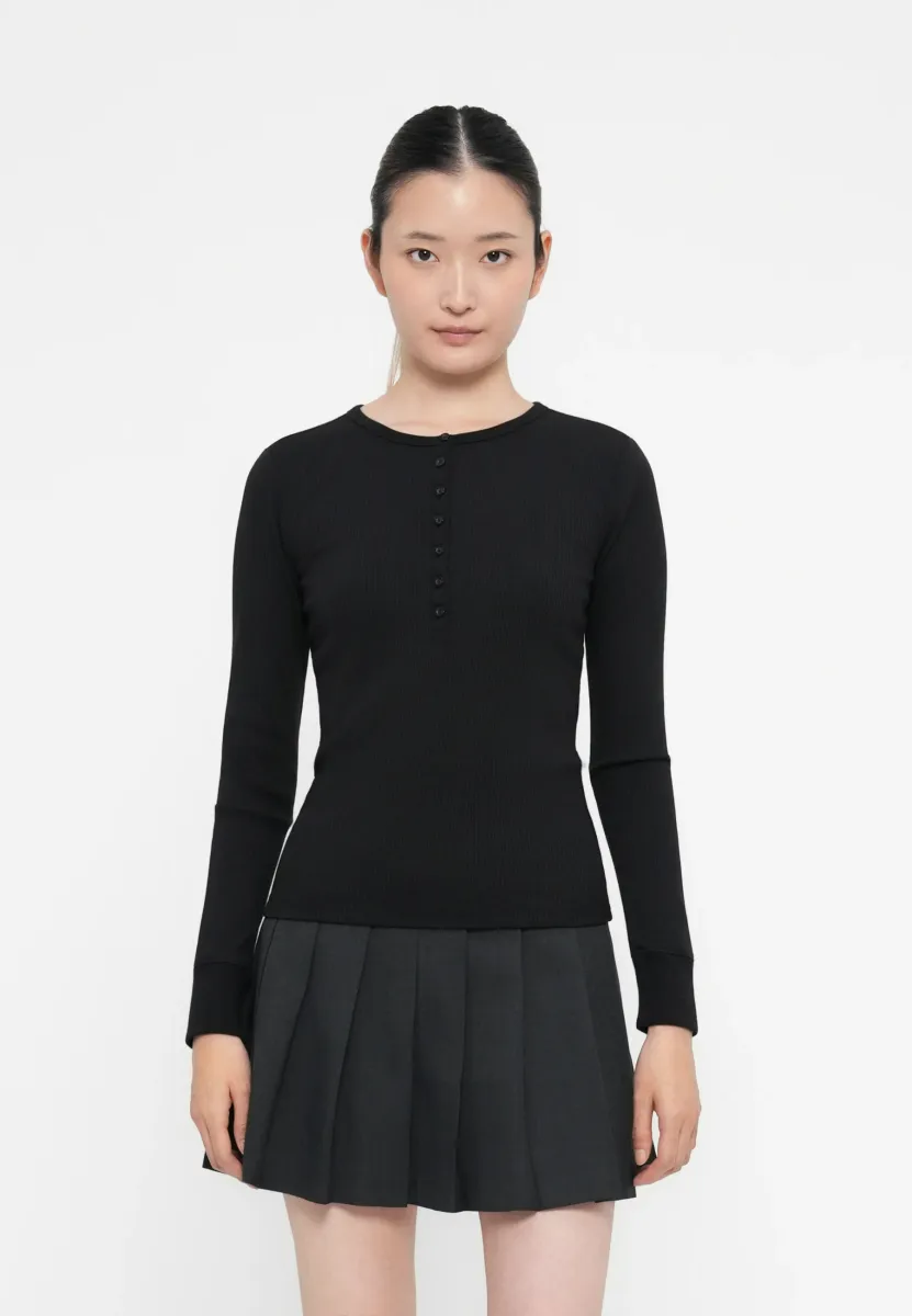 MOD HENLEY - Langarmshirt - black