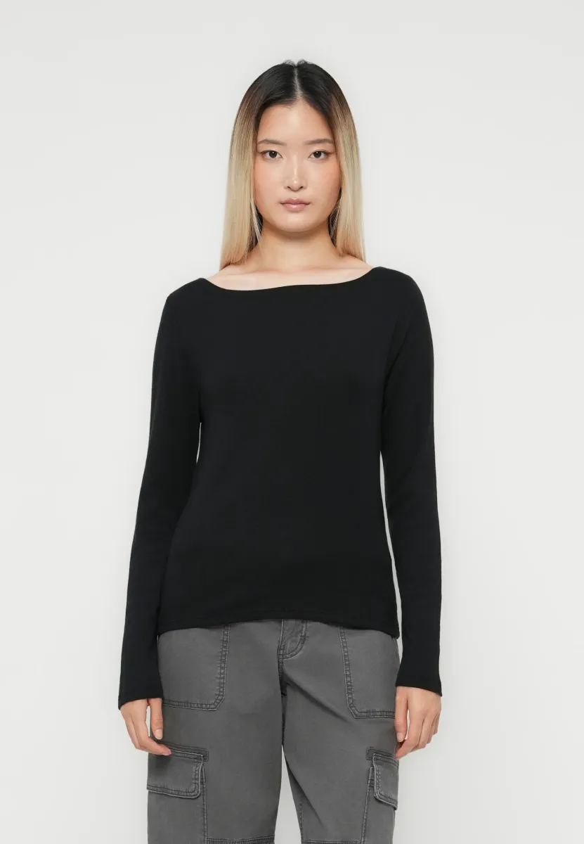 MODERN BOAT NECK SOLID - Langarmshirt - true black