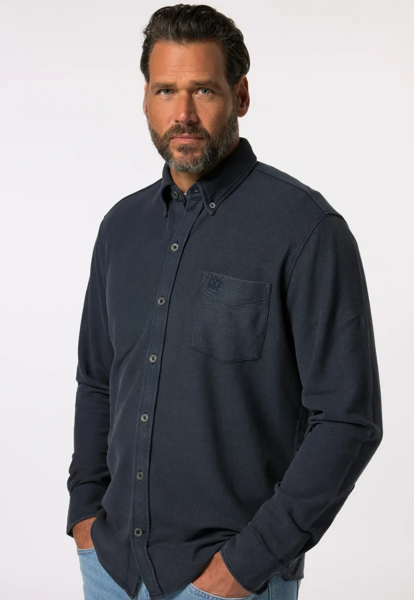 MODERN FIT WITH ACID WASHED LONG SLEEVES AND UP TO - Hemd - navy blue