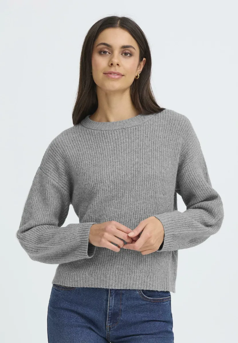 MOLARA - Strickpullover - mid grey melange