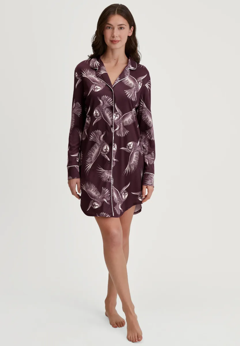 MOONLIGHT DREAMS LANGARM - Nachthemd - black cherry