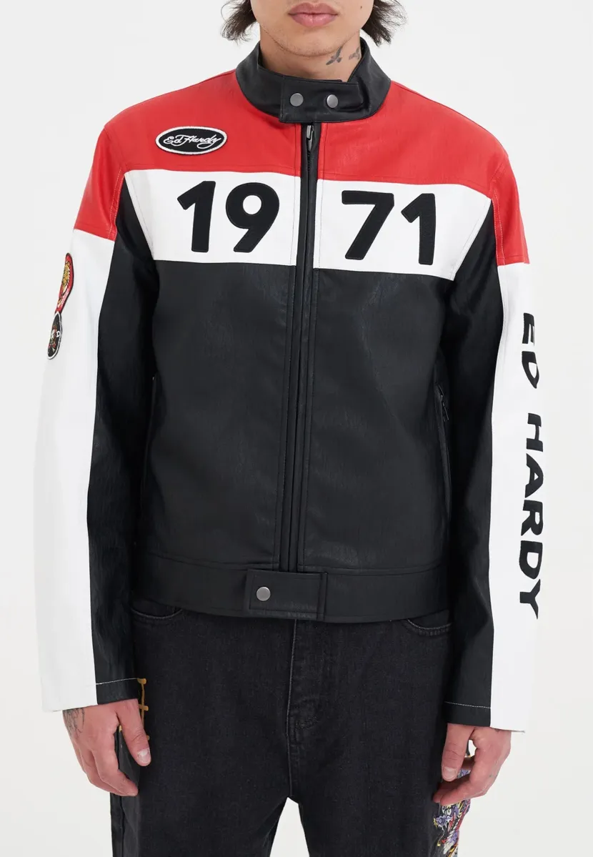 MOTO BIKER - Kunstlederjacke - black red white