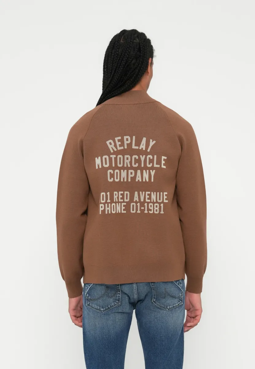 MOTO FLOCK ZIP JACKET - Strickjacke - tobacco