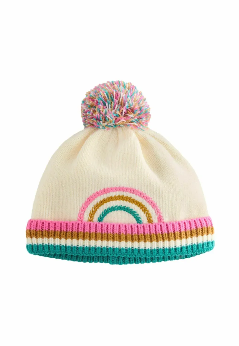 Mütze - cream rainbow embroidered