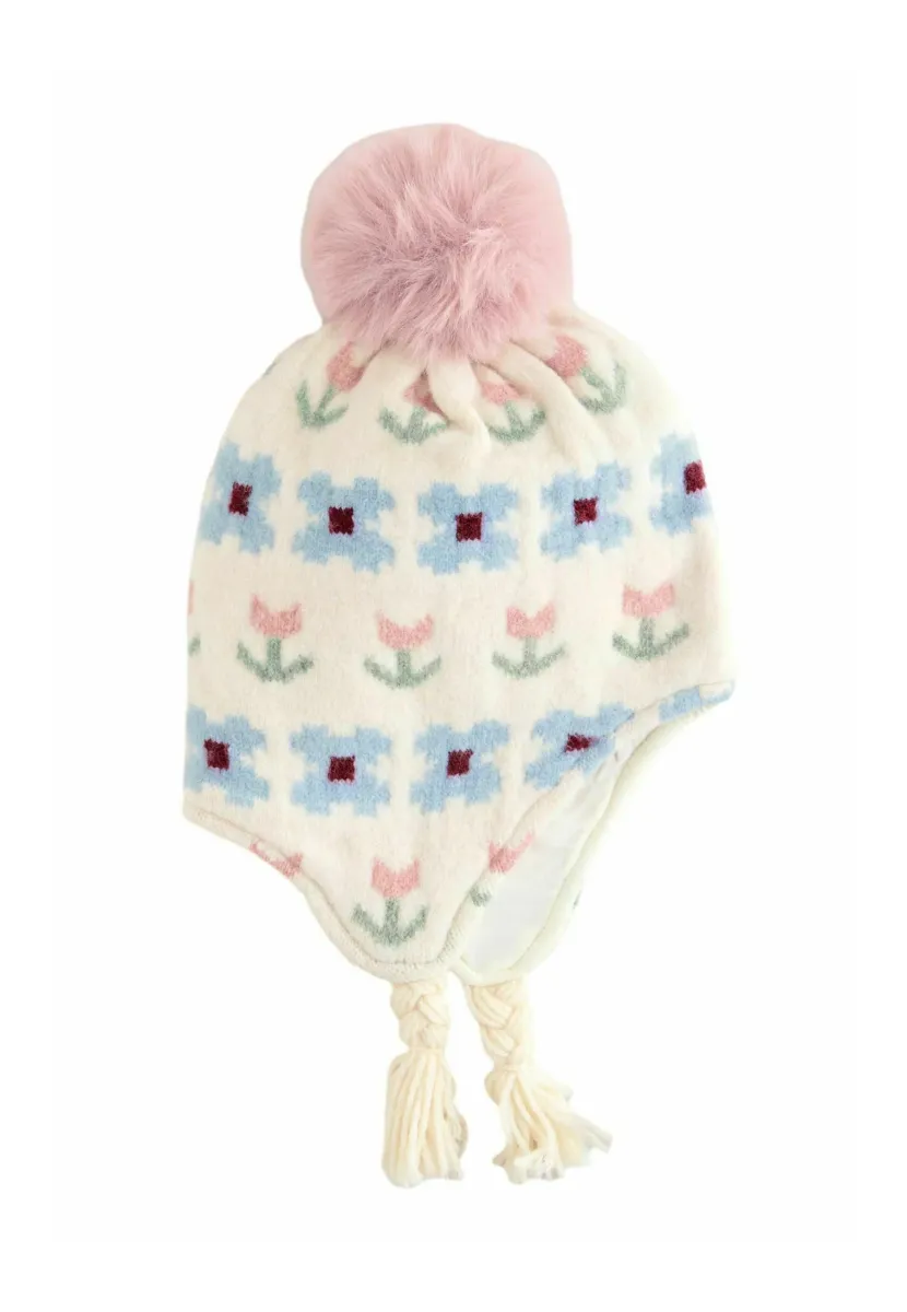 Mütze - neutral stampy flower