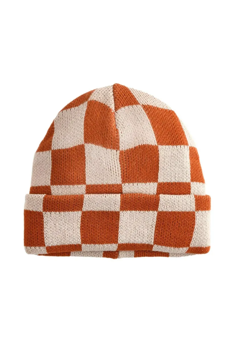 Mütze - rust orange check