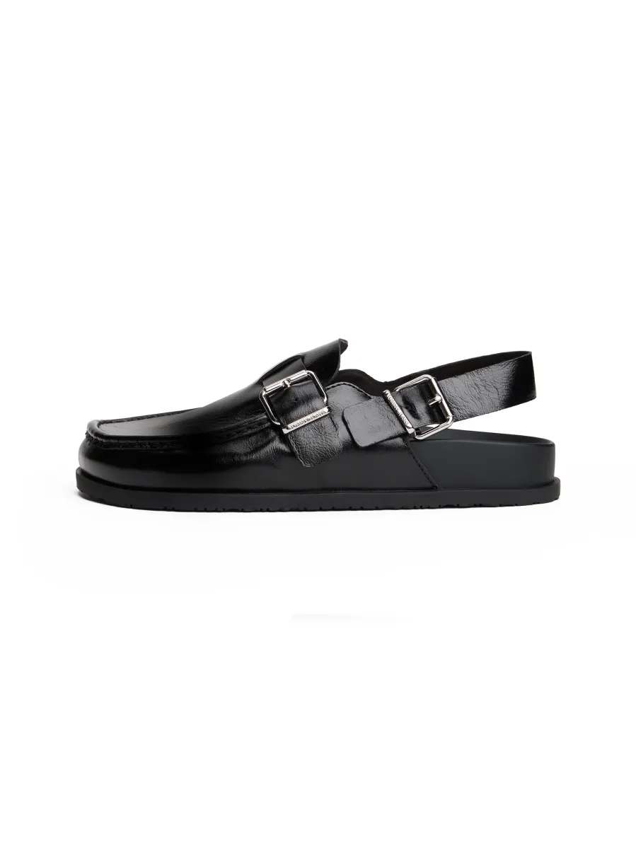 MULE SHINY - Riemensandalette - black