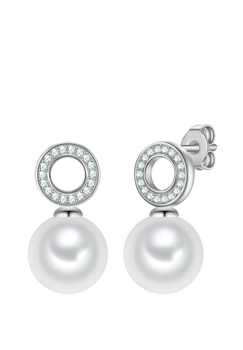 MUSCHELKERNPERLE ZIRKONIA - Ohrringe - silver-coloured