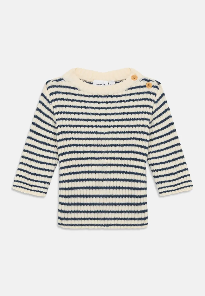 NBMOSTRIPE UNISEX - Strickpullover - insignia blue/cloud dancer
