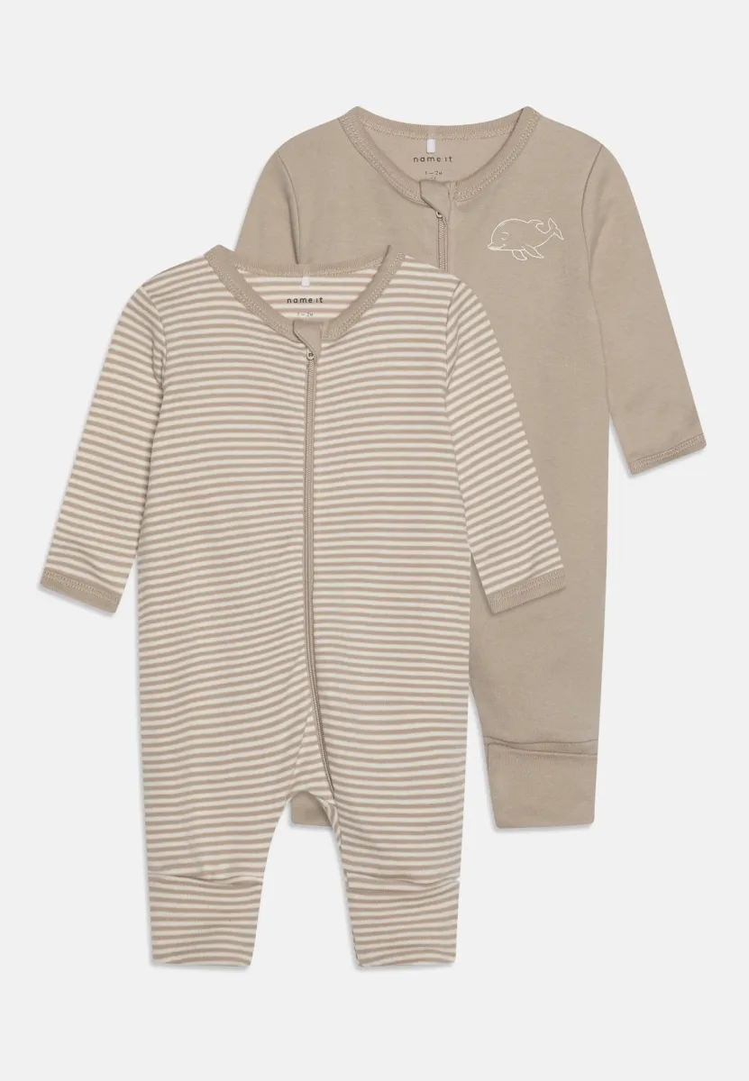 NBNNIGHTSUIT ZIP UNISEX 2 PACK - Pyjama - beige