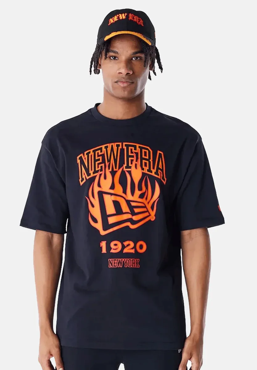 NE FLAG FLAME  - T-Shirt print - schwarz
