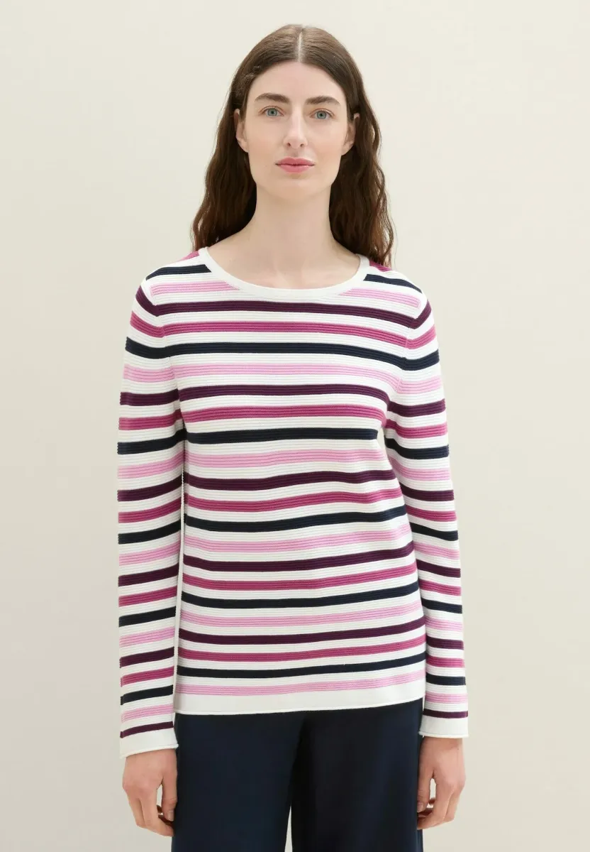 NEW OTTOMAN - Strickpullover - berry knit stripe design
