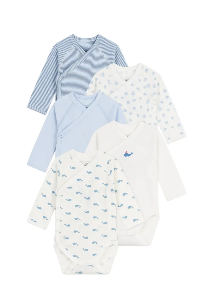 NEWBORN 5 PACK UNISEX - Body - white/skyblue