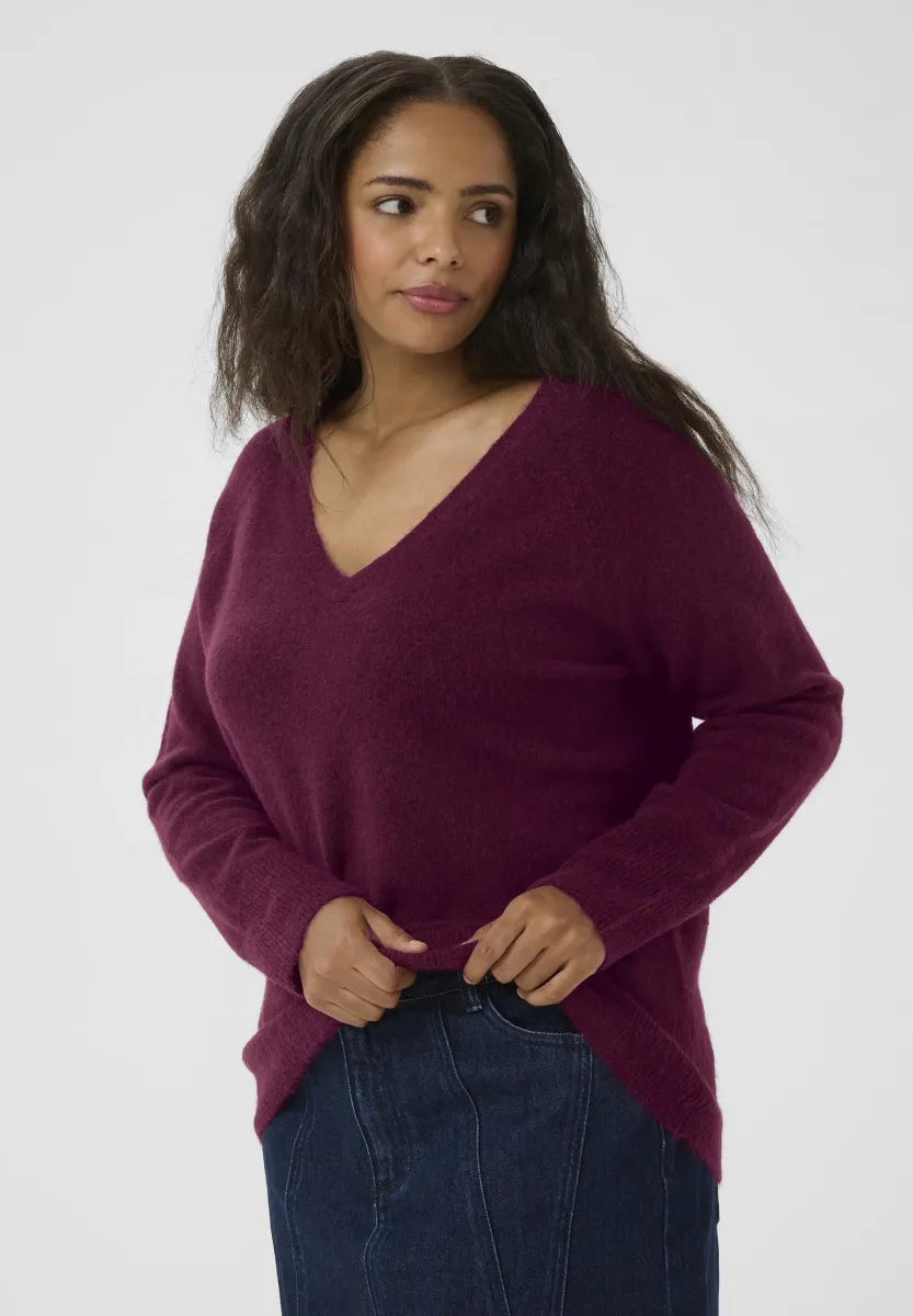 NIELA V-NECK - Strickpullover - windsor wine