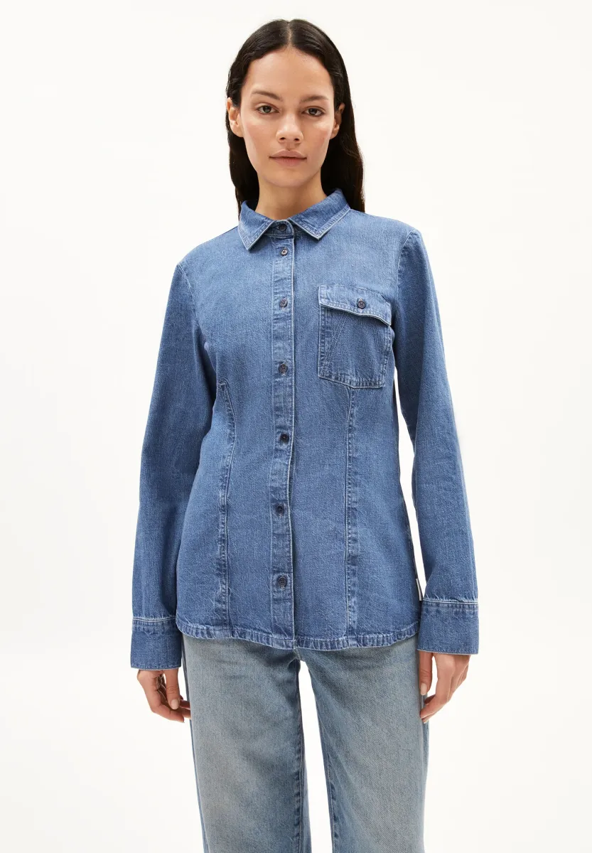 NILAARA - Hemdbluse - iced indigo