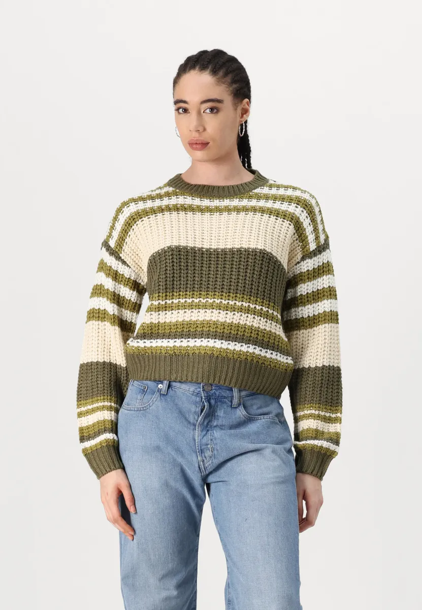 NMCHARLIE O NECK STRIPE - Strickpullover - green