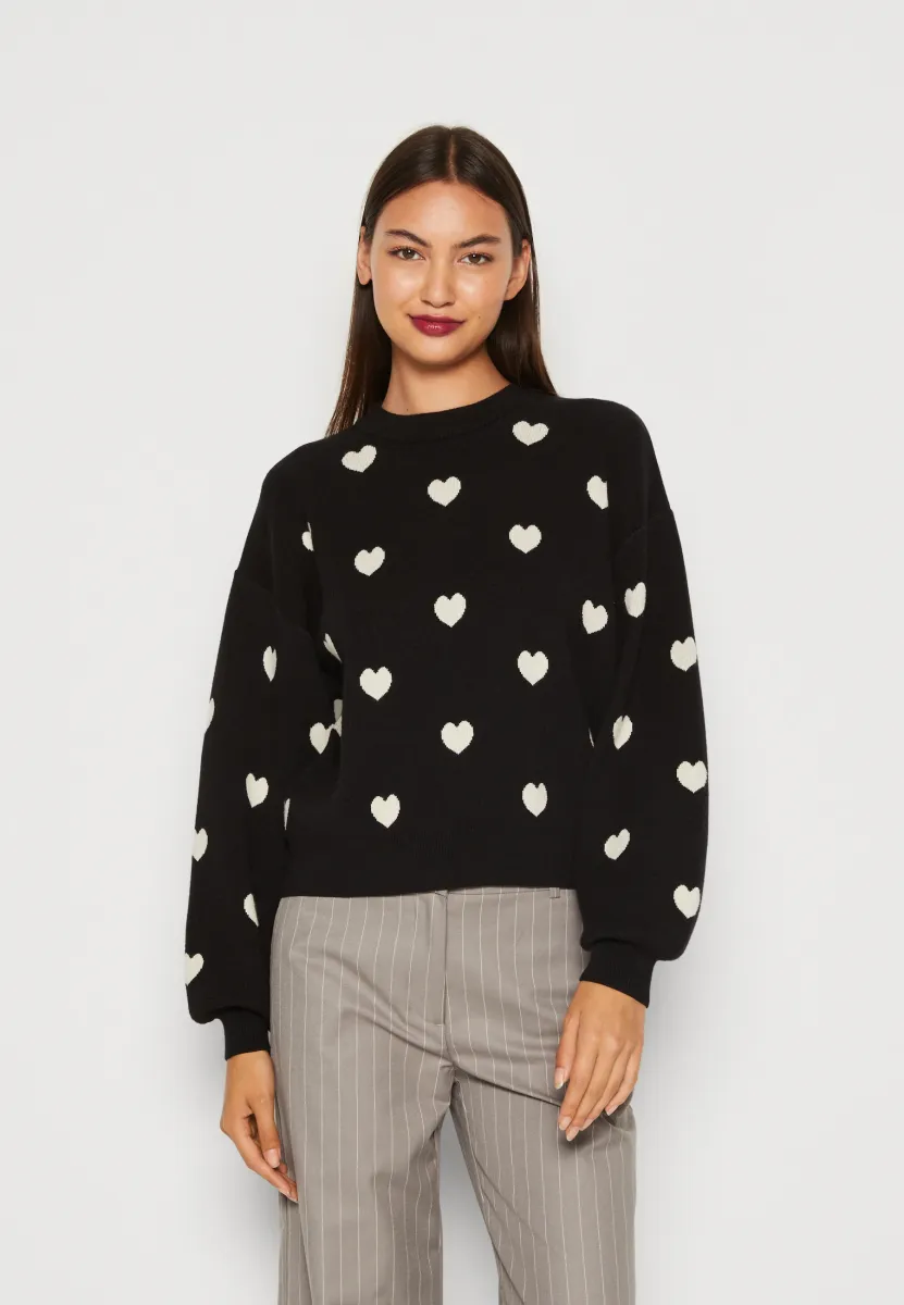 NMCHARLOTT O NECK - Strickpullover - black/oatmeal