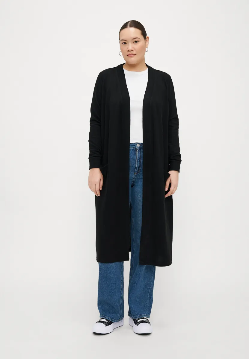 NMCITY LONG CARDIGAN CURVE - Strickjacke - black