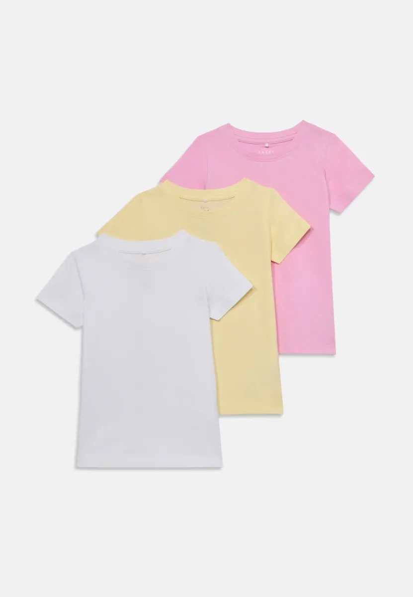 NMFVIBBI 3 PACK - T-Shirt basic - pastel yellow/pink frosting/bright white