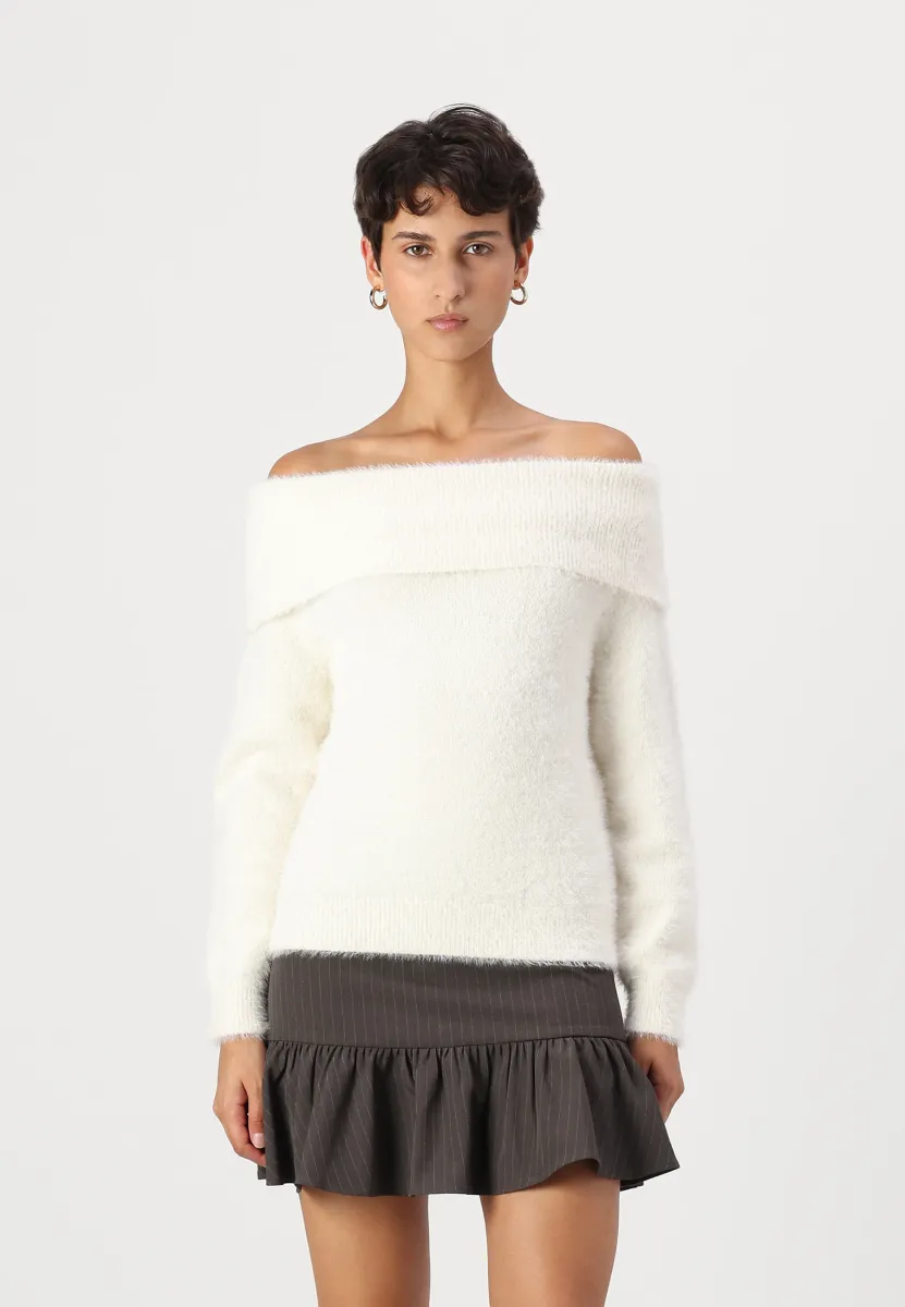 NMHEIDI OFF SHOULDER - Strickpullover - eggnog