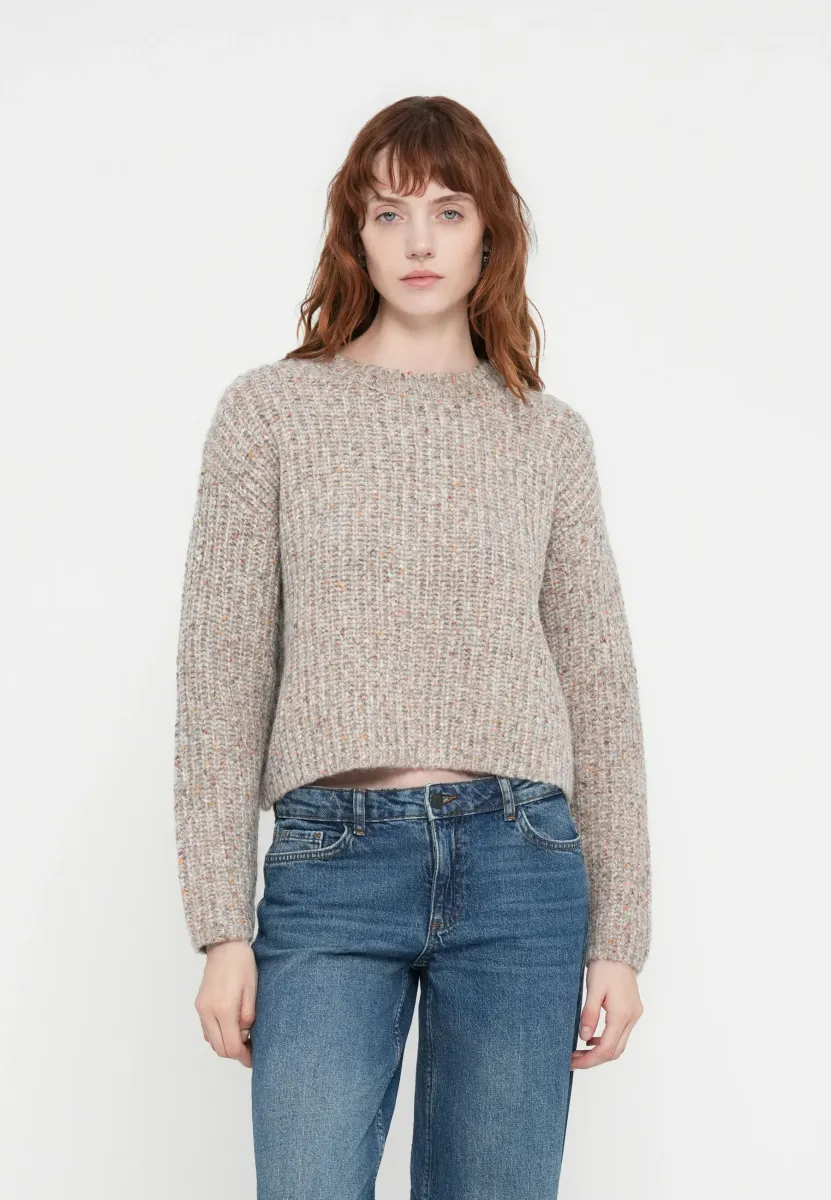 NMMARL O NECK - Strickpullover - light grey melange