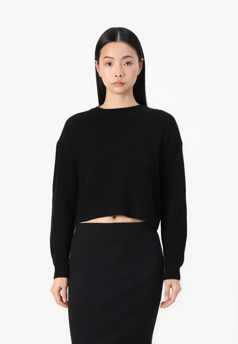 NMMAYSA O NECK - Strickpullover - black