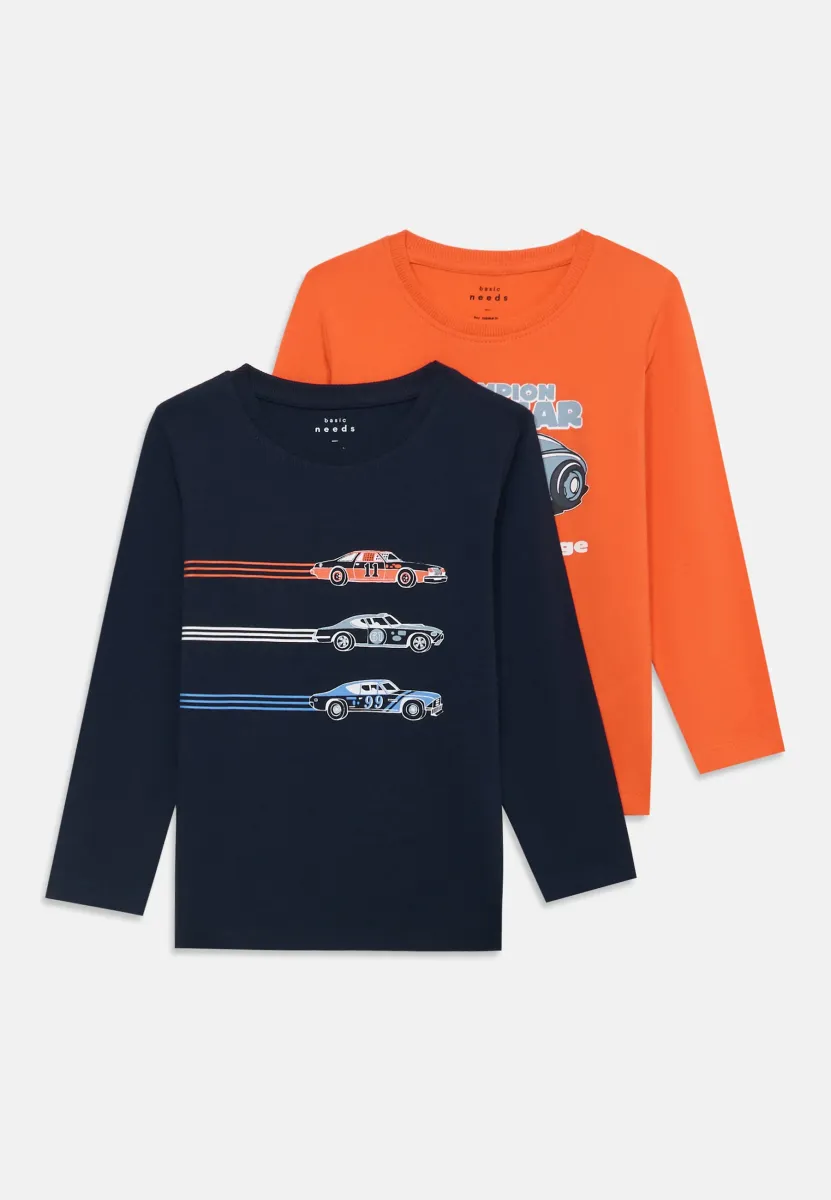 NMMVUX 2 PACK - Langarmshirt - vermillion orange/navy