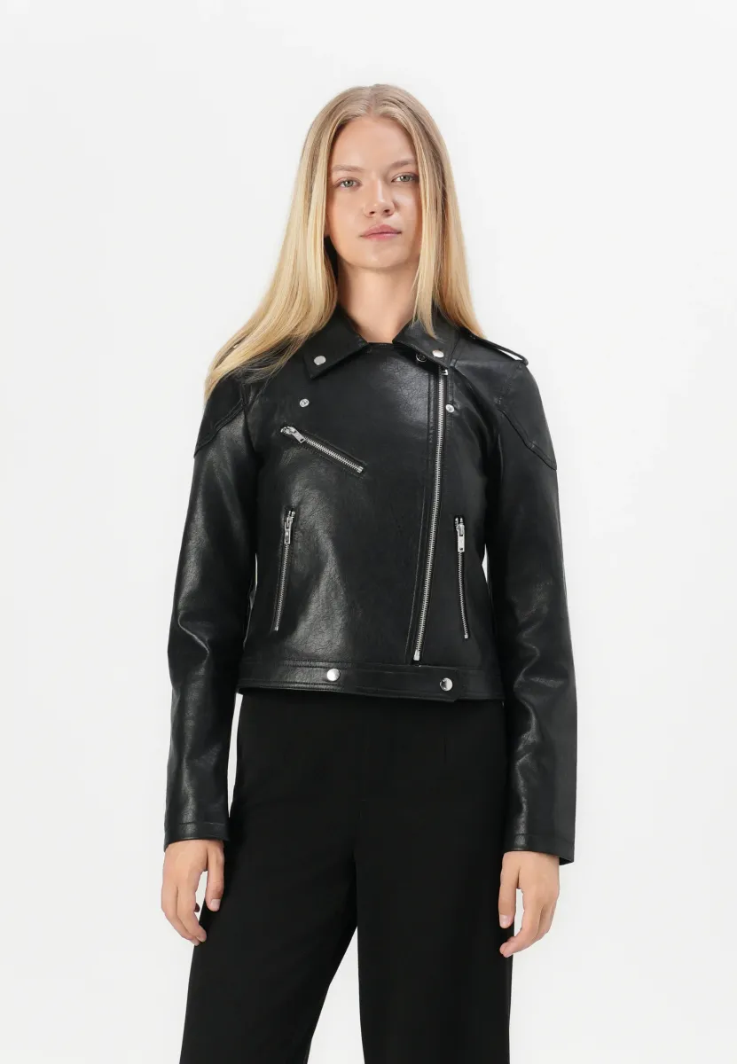 NMROLLO - Kunstlederjacke - black