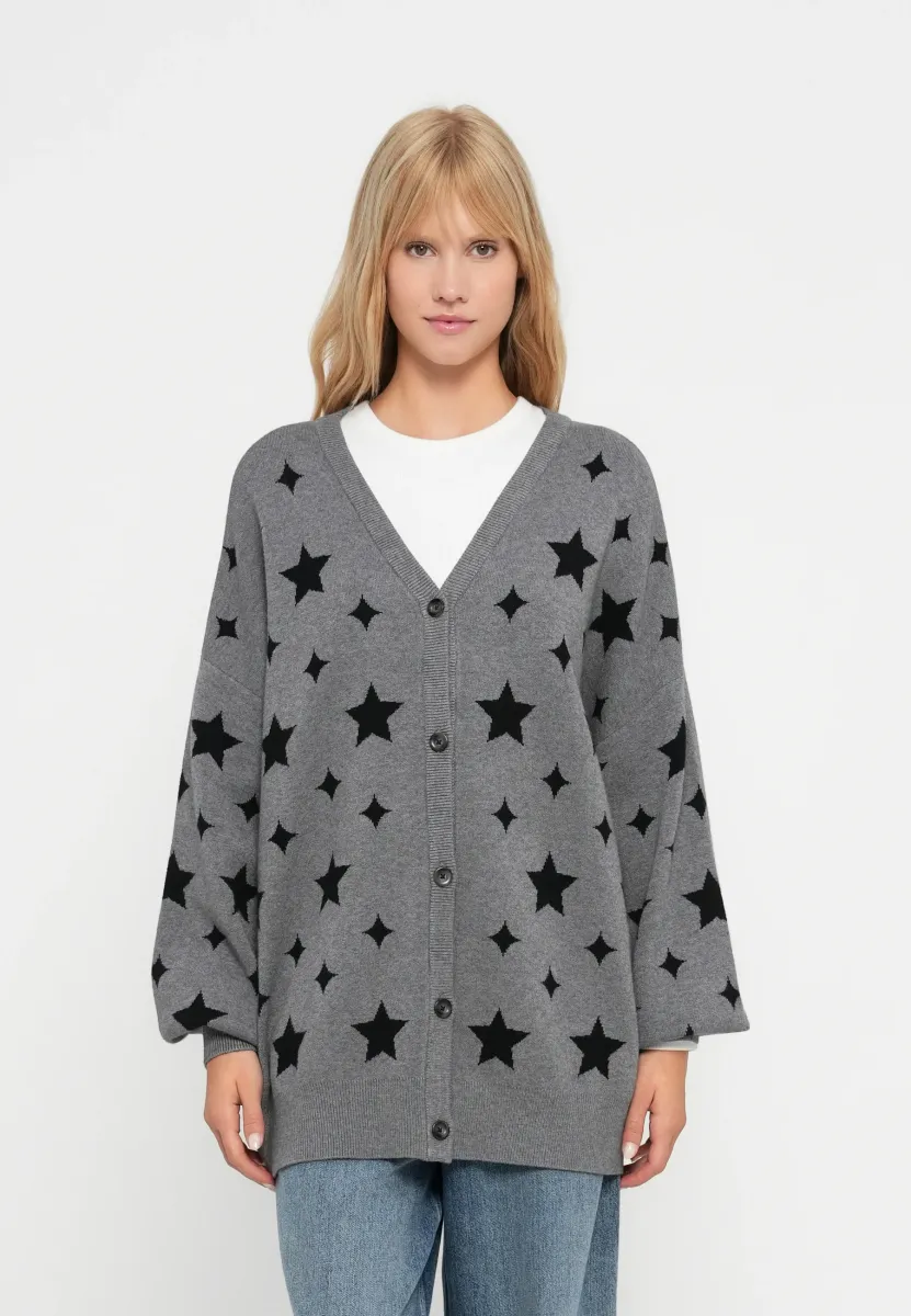 NMSHYLA - Strickjacke - charcoal gray
