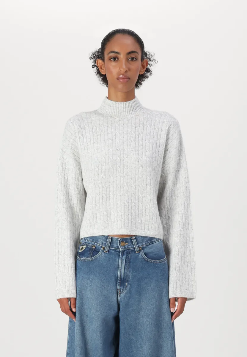 NMSMILLA HIGH NECK - Strickpullover - light grey