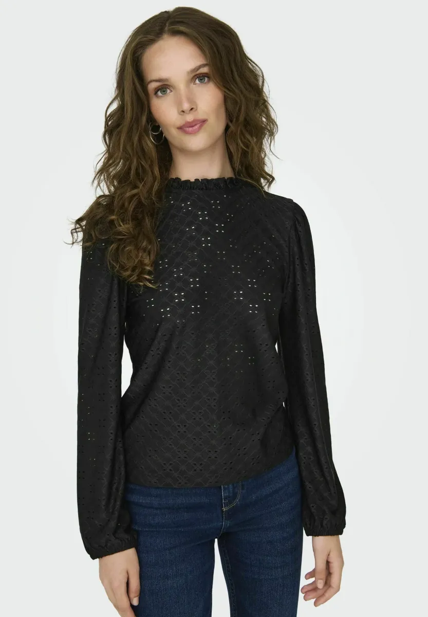 NORMAL GESCHNITTEN HOCH GESCHLOSSEN ELASTISCHE BÜNDCHEN - Bluse - black