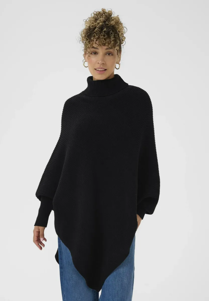 NOVA ROLLNECK PONCHO - Strickpullover - pitch black
