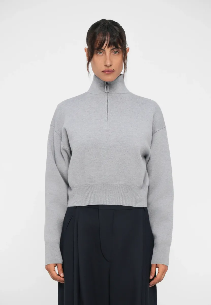 NTERLOCK HALF ZIP  - Strickpullover - grey melange