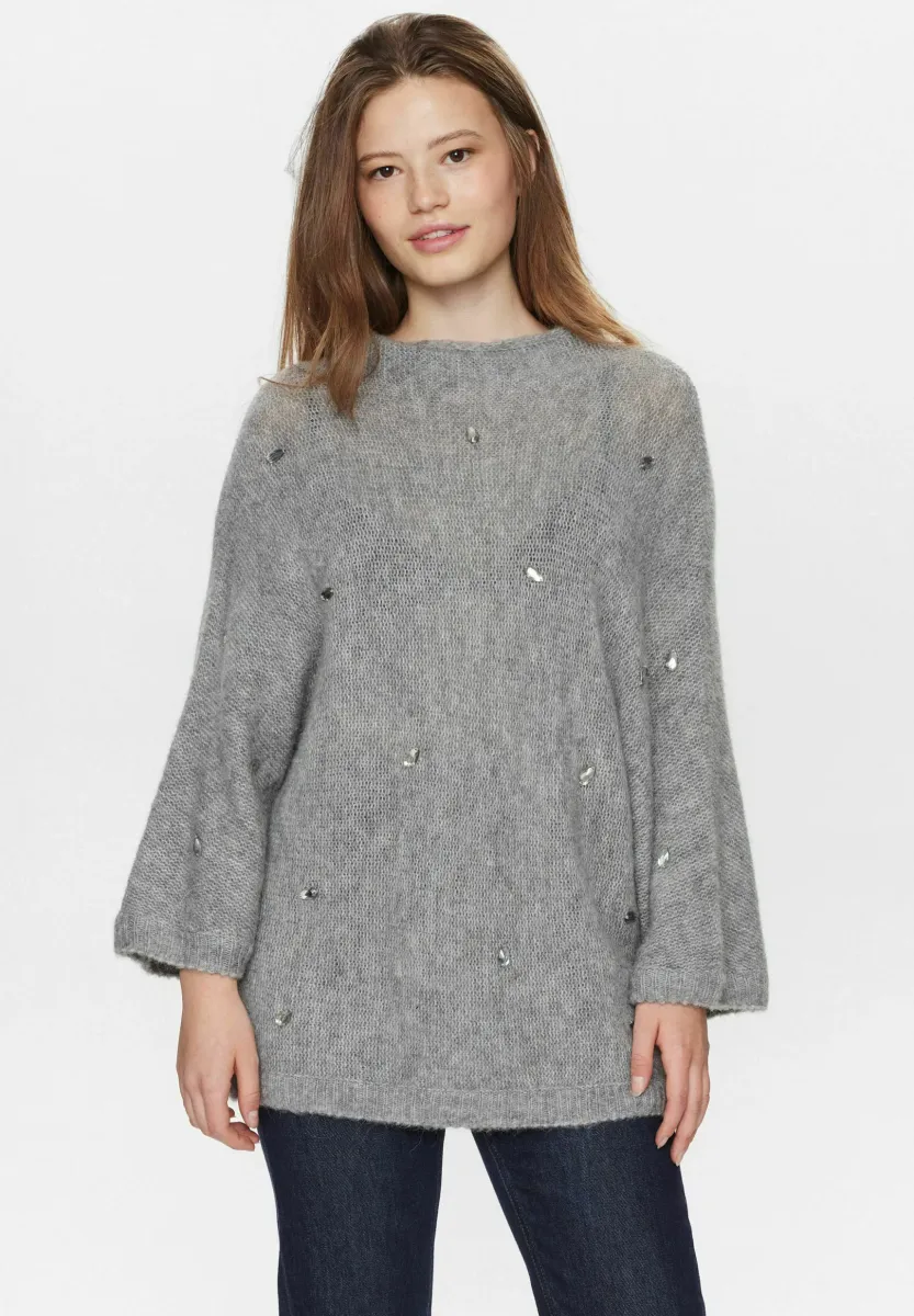 NUSAIDANI - Strickpullover - medium grey mel