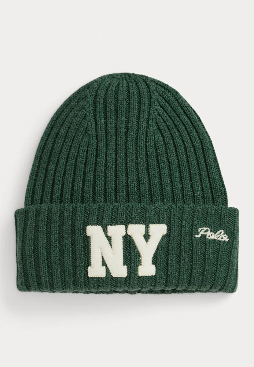 NY PATCH RIB-KNIT WOOL BEANIE - Mütze - washed forest
