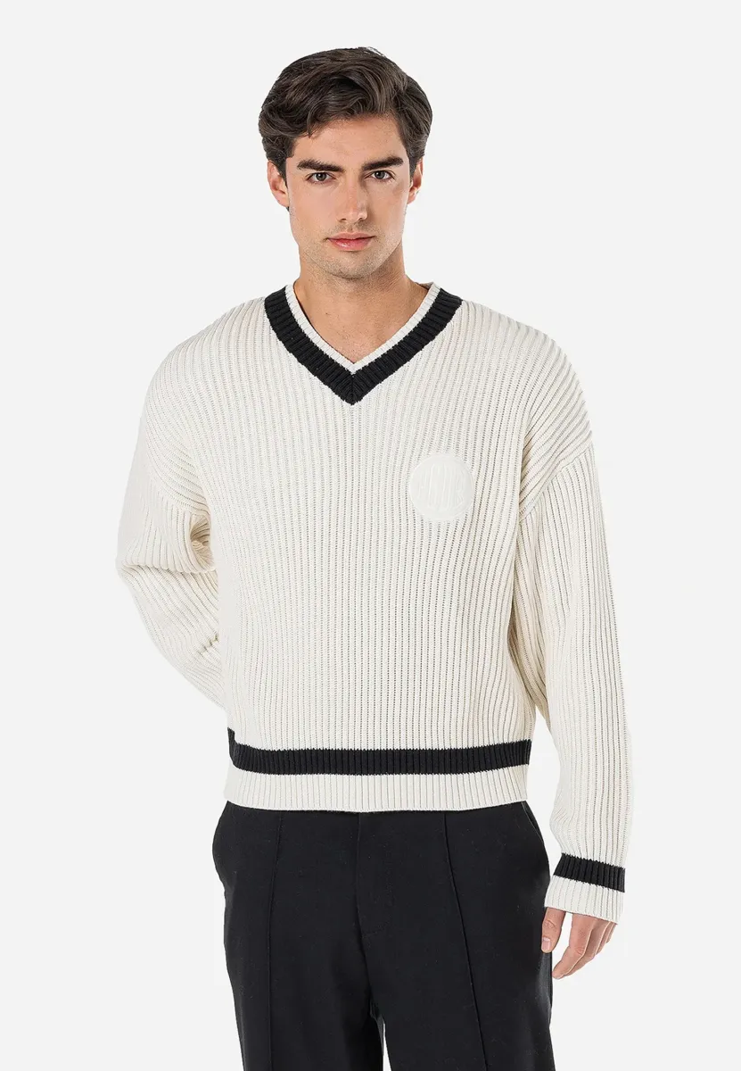 OAKLAKE - Strickpullover - warm white/black