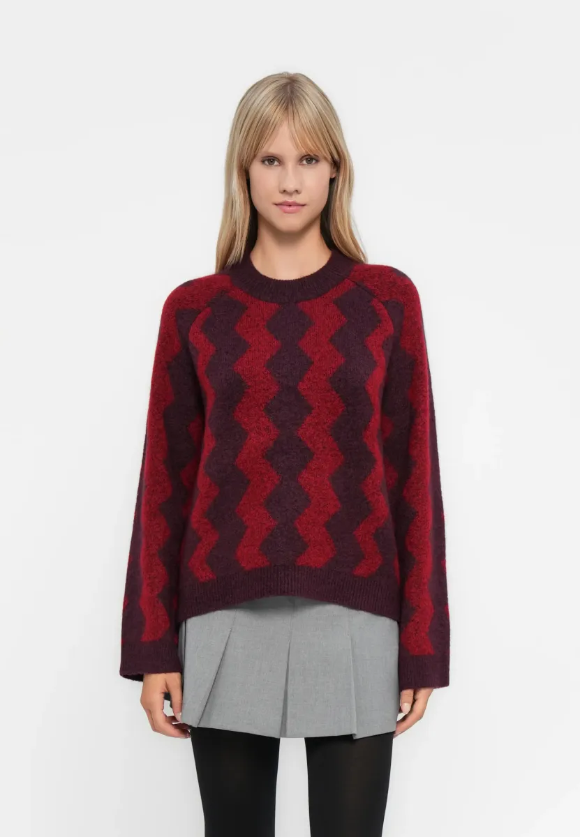 OBJDIANA O-NECK - Strickpullover - mauve wine/karanda red